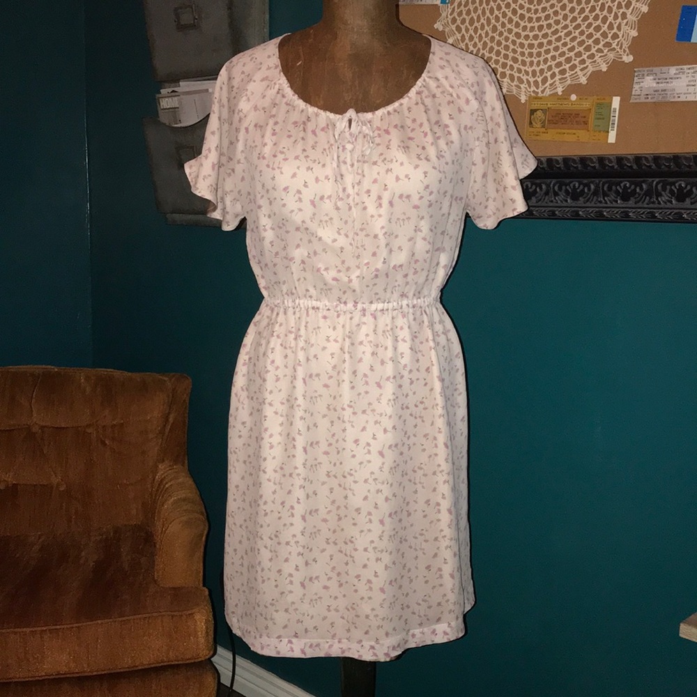 J. Crew Dress Ivory with Pink Flowers